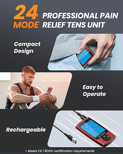24 Modes Dual Channel TENS Unit Muscle Stimulator