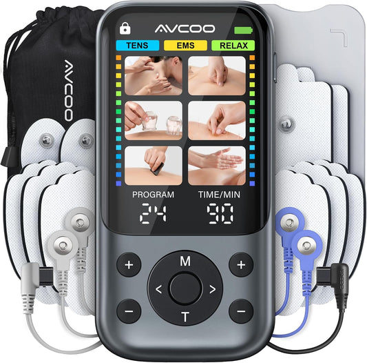 AVCOO Color Screen 24 Modes TENS Unit Muscle Stimulator