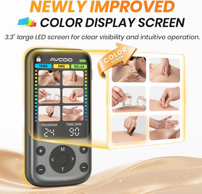 AVCOO Color Screen 24 Modes TENS Unit Muscle Stimulator